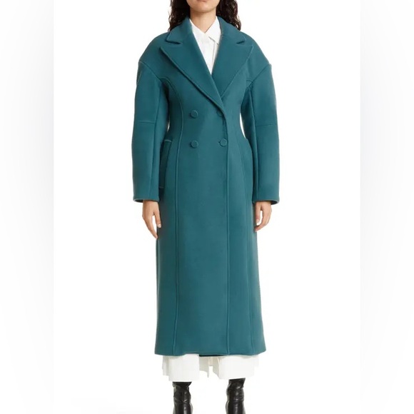 AKNVAS Mona Double-breasted Wool-blend Coat In Blue-Med